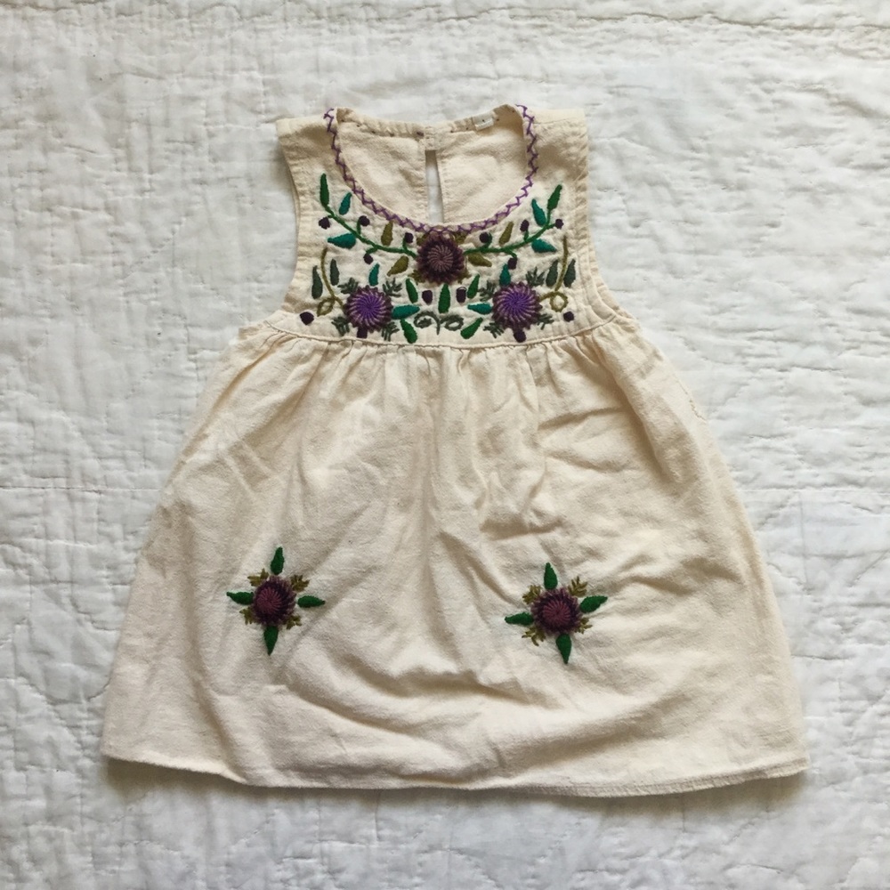 2T handmade floral embroidered dress